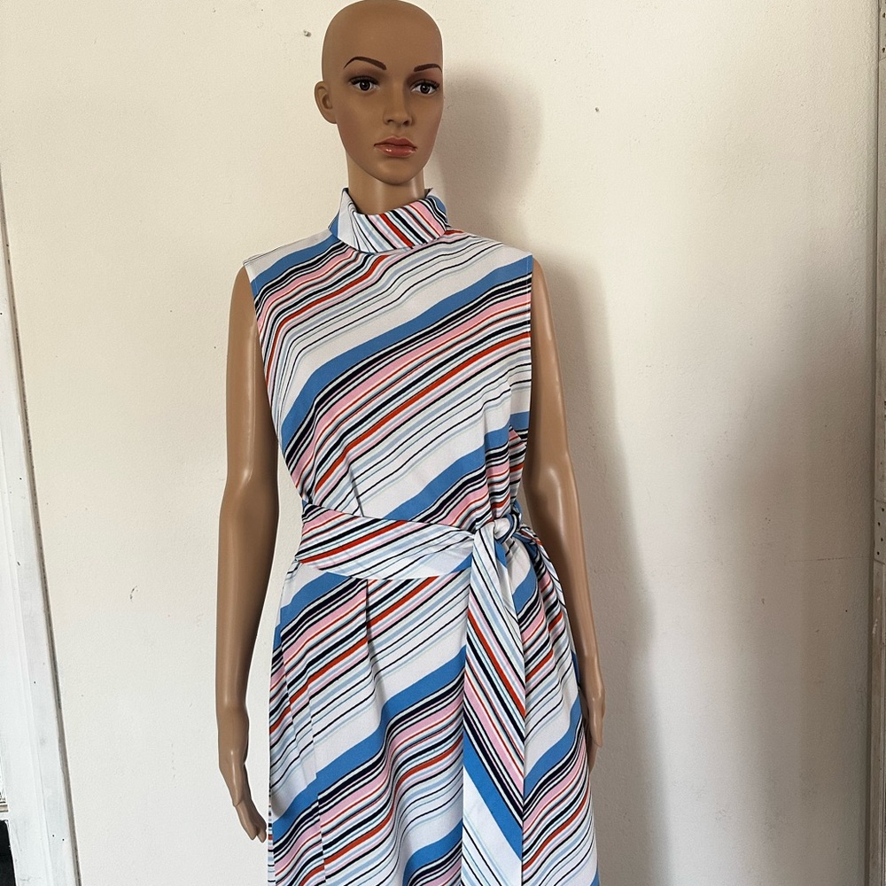 Lady Blair Vintage PolyesterMulti  Color Striped Boho, Hippie Maxi Dress - Picture 13 of 14